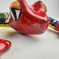 Red & Yellow Mexican Ceramic Frog – Talavera Folk Art Figurine