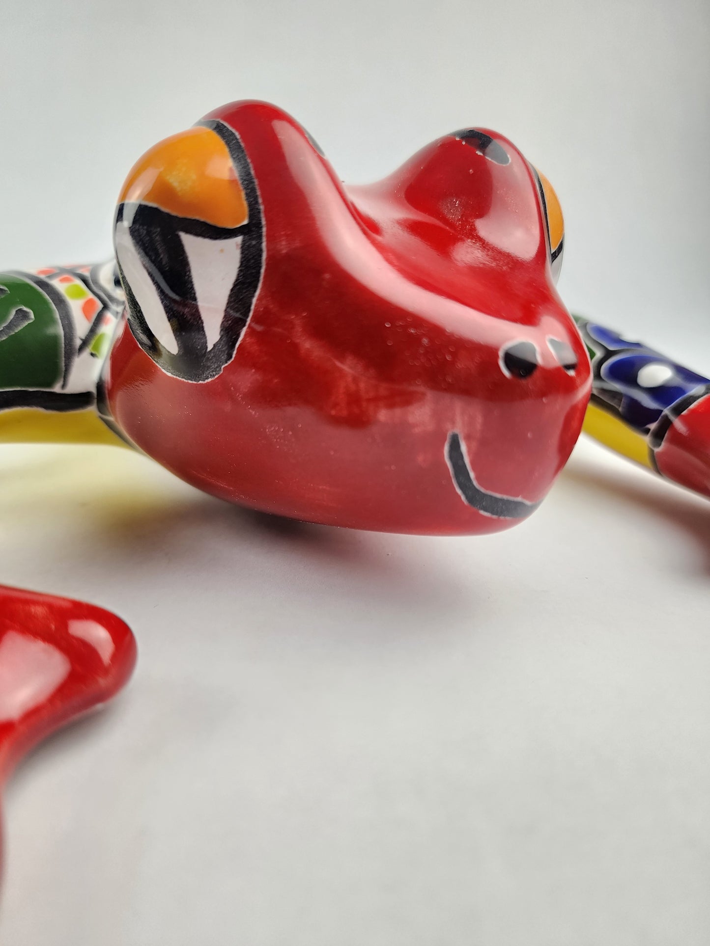 Red & Yellow Mexican Ceramic Frog – Talavera Folk Art Figurine