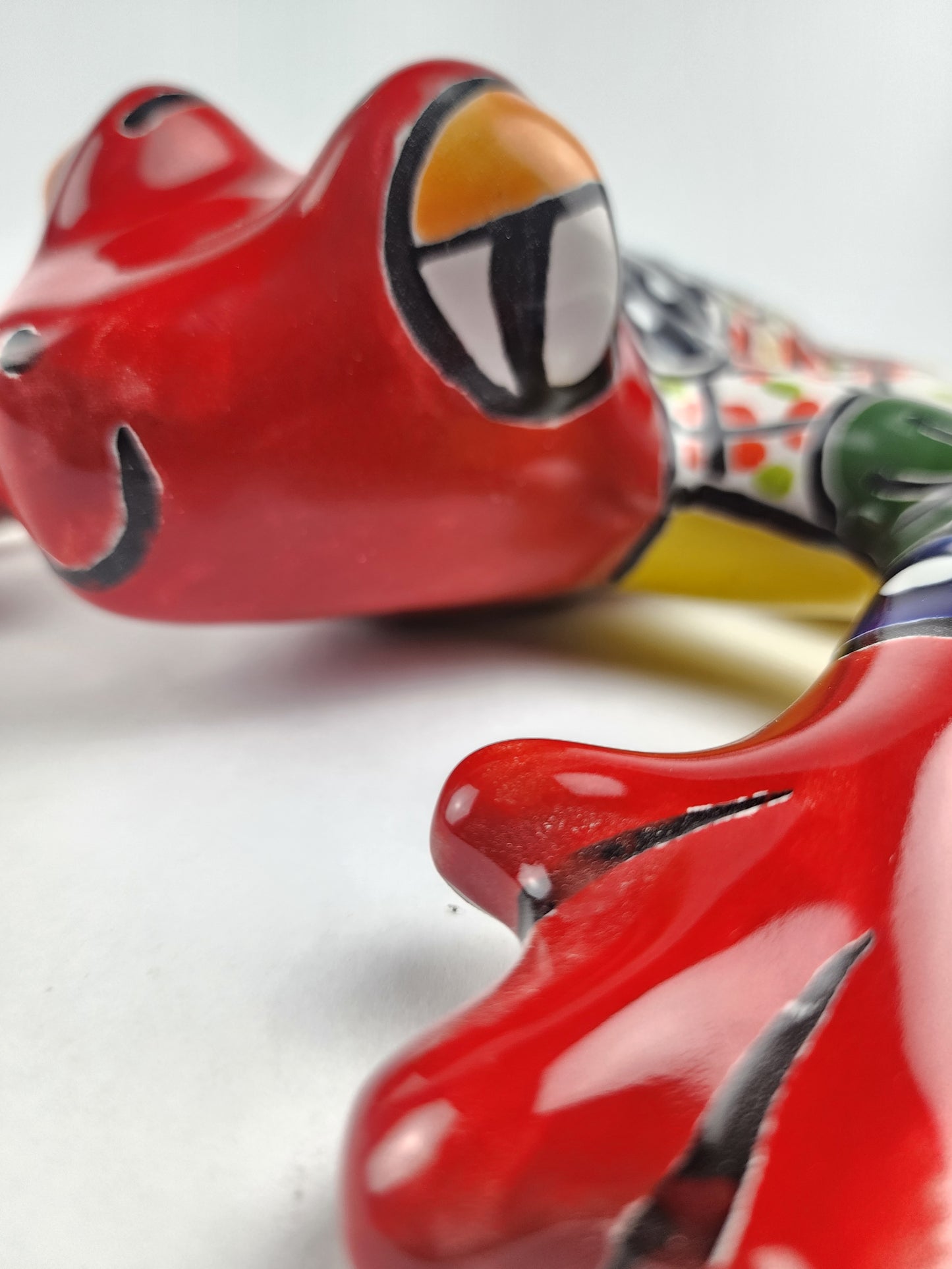 Red & Yellow Mexican Ceramic Frog – Talavera Folk Art Figurine