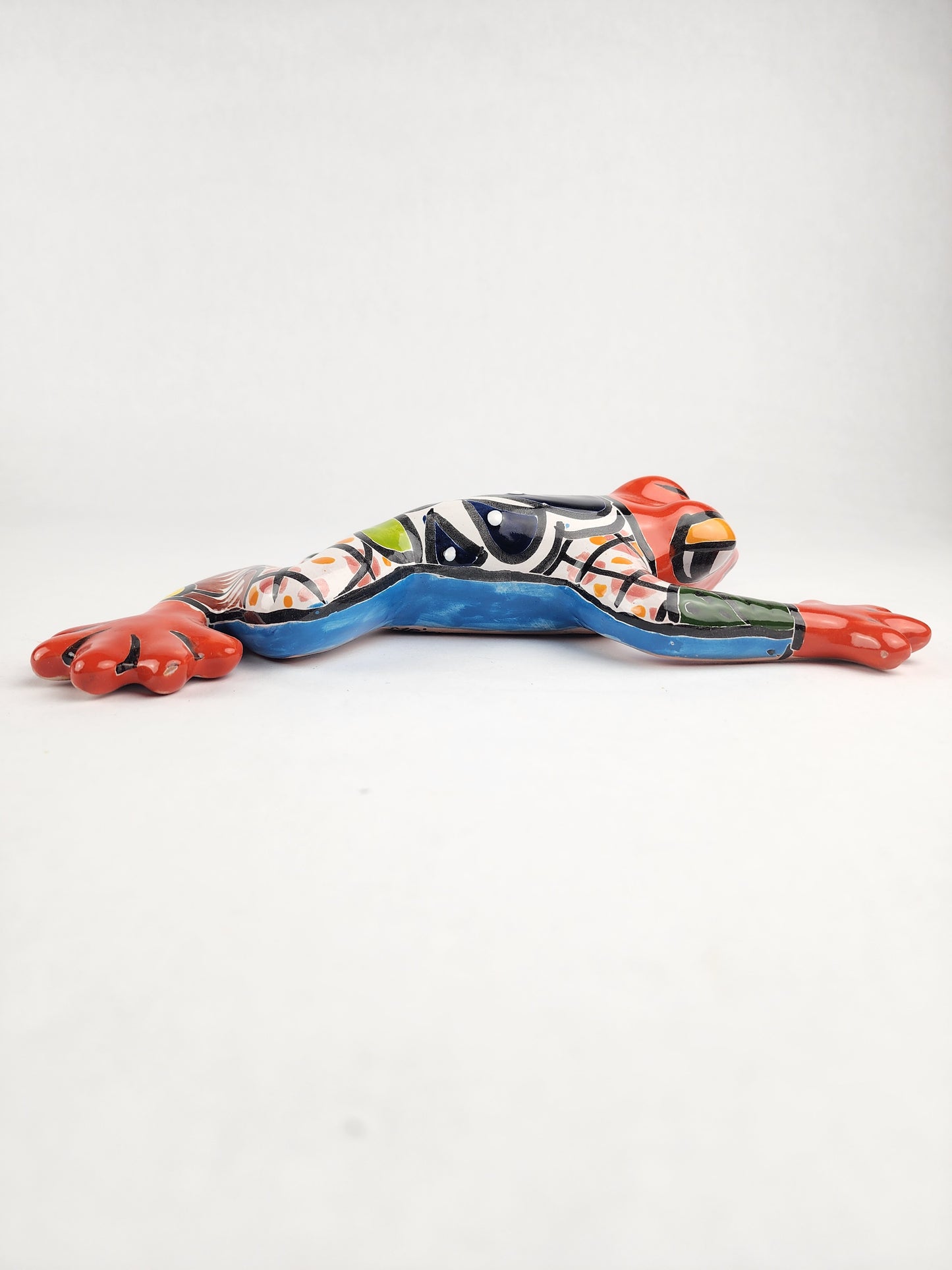 Mexican Folk Art Red Frog – Ceramic Talavera Animal Figurine