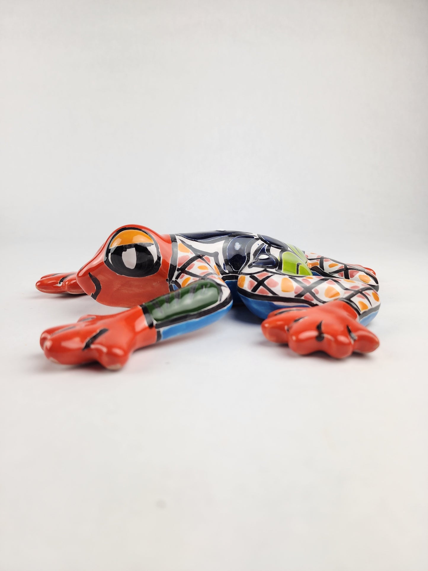 Mexican Folk Art Red Frog – Ceramic Talavera Animal Figurine
