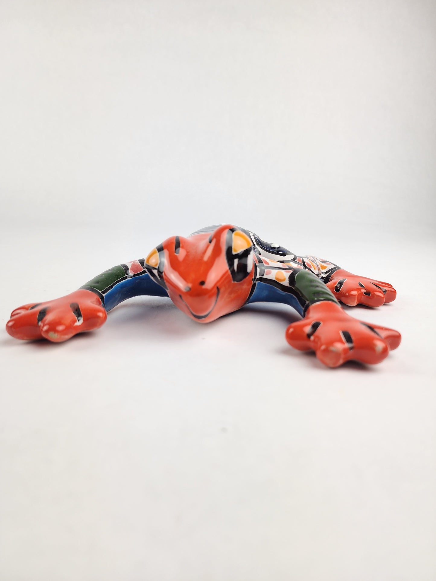 Mexican Folk Art Red Frog – Ceramic Talavera Animal Figurine