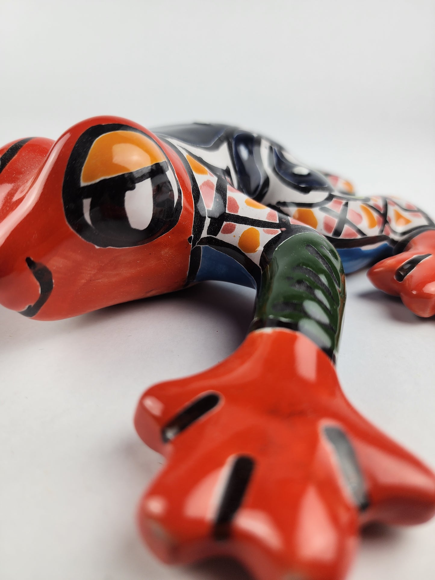 Mexican Folk Art Red Frog – Ceramic Talavera Animal Figurine