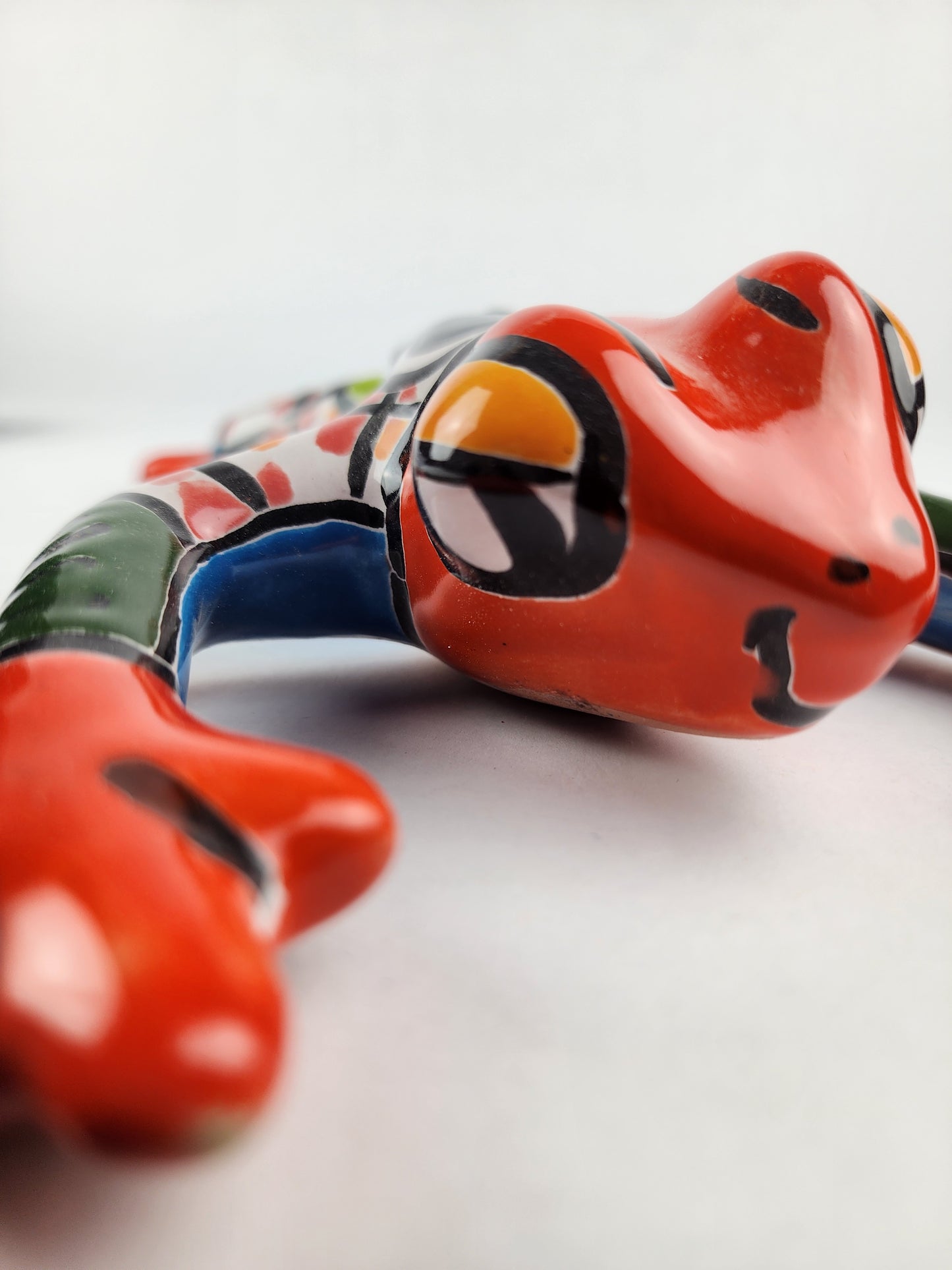 Mexican Folk Art Red Frog – Ceramic Talavera Animal Figurine