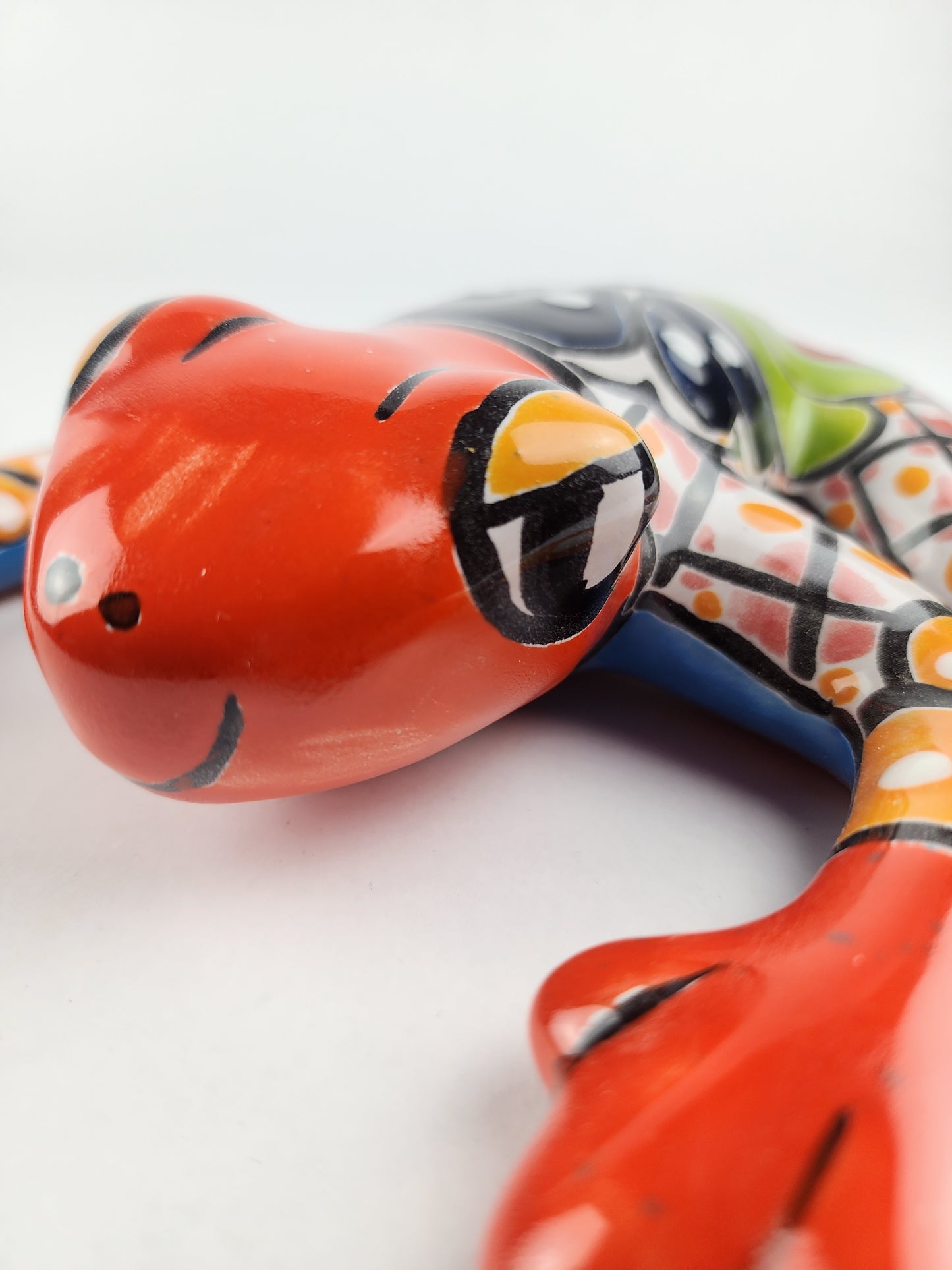 Orange Talavera Ceramic Frog – Handcrafted Mexican Garden Figurine