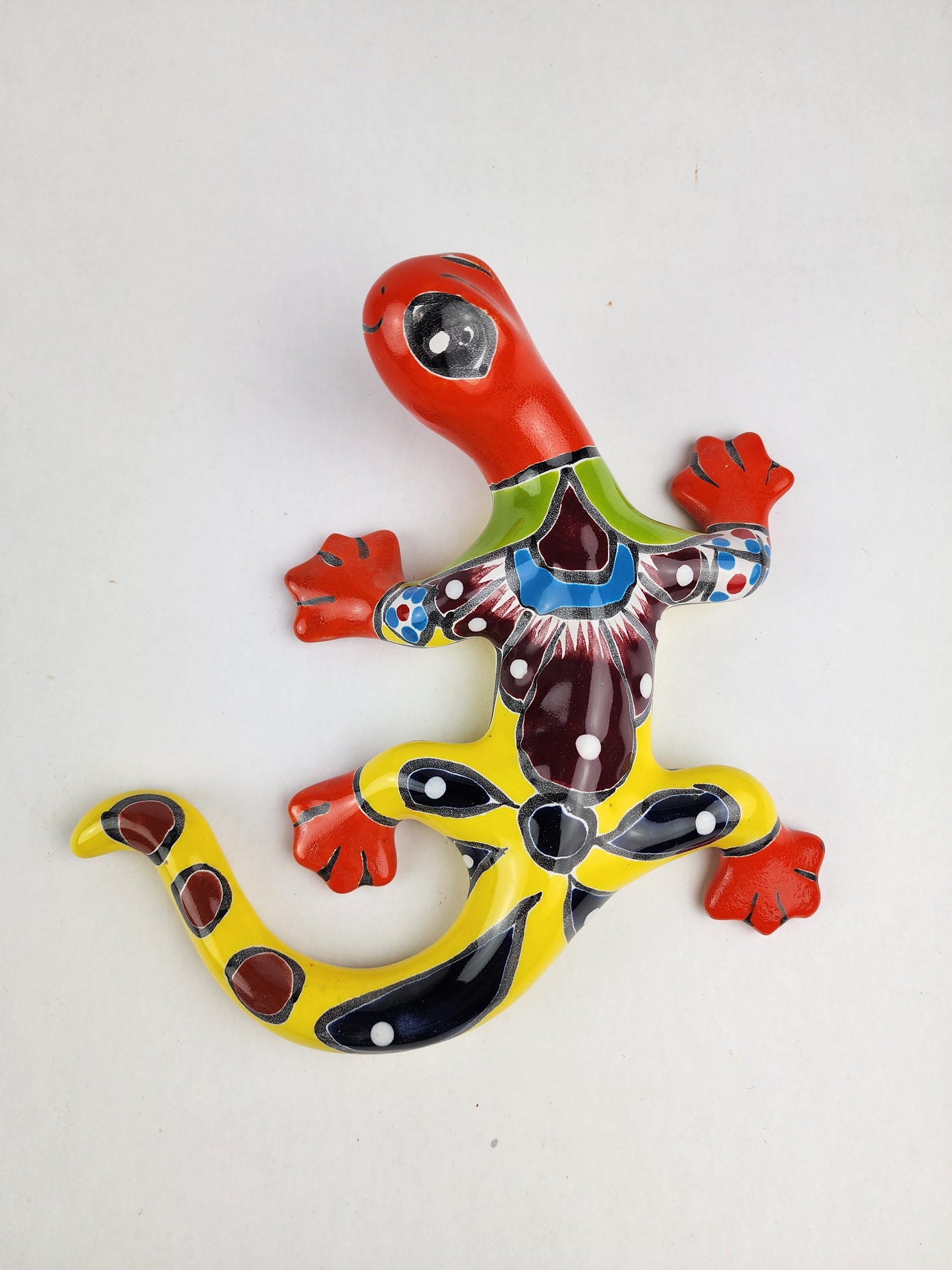 3-Piece Mexican Folk Art Decor Set – Iguana, Gecko & La Rosa Tile