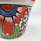 Mini Talavera Ceramic Planter – Orange Rim & Colorful Floral Design