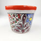 Mini Talavera Ceramic Planter – Orange Rim & Colorful Floral Design