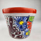 Small Talavera Flower Pot – Orange Rim, Handcrafted in Mexico
