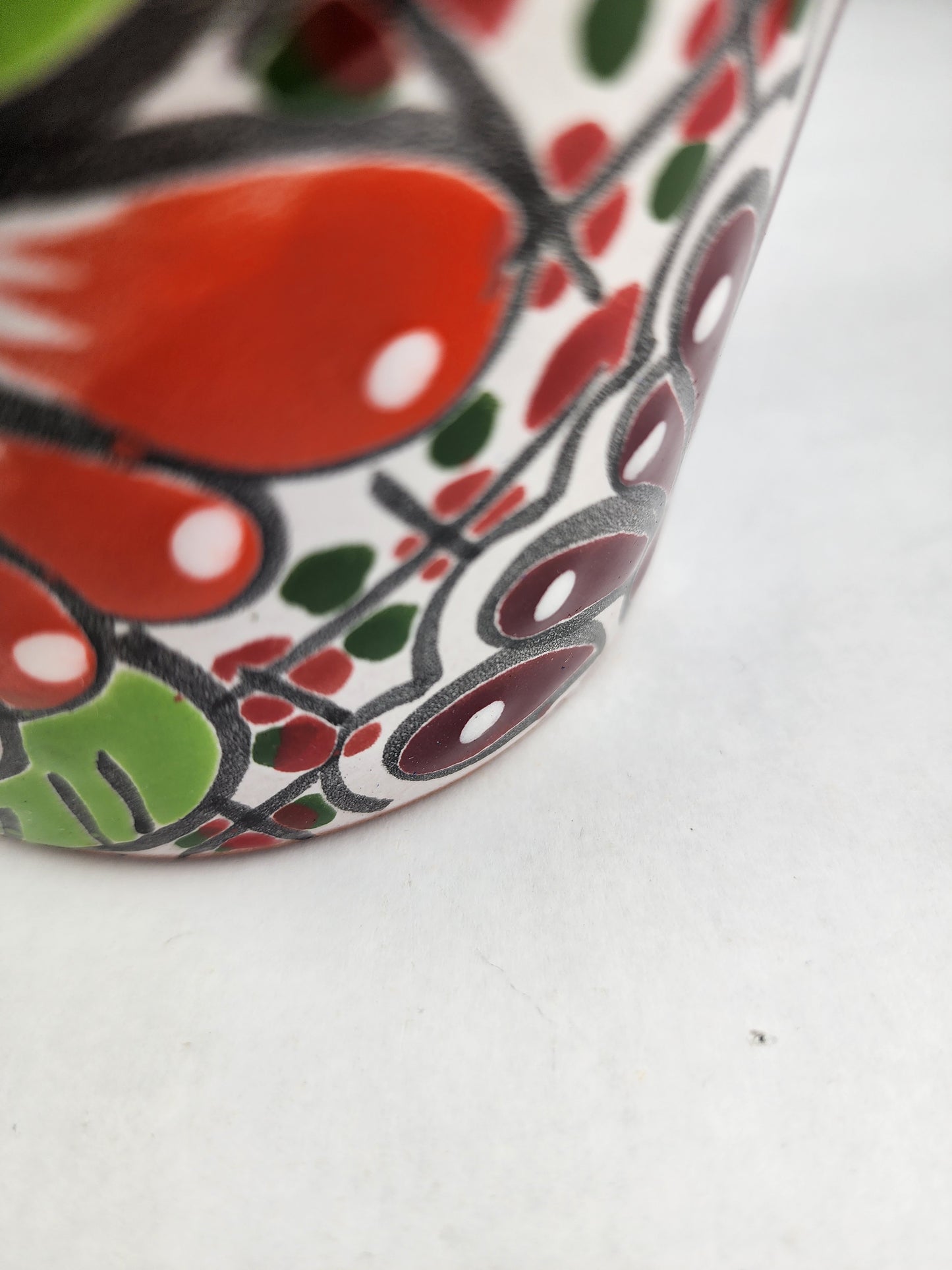 Small Talavera Flower Pot – Orange Rim, Handcrafted in Mexico