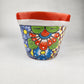 Hand-Painted Small Talavera Planter – Bright Orange Rim & Floral Art