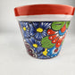 Hand-Painted Small Talavera Planter – Bright Orange Rim & Floral Art