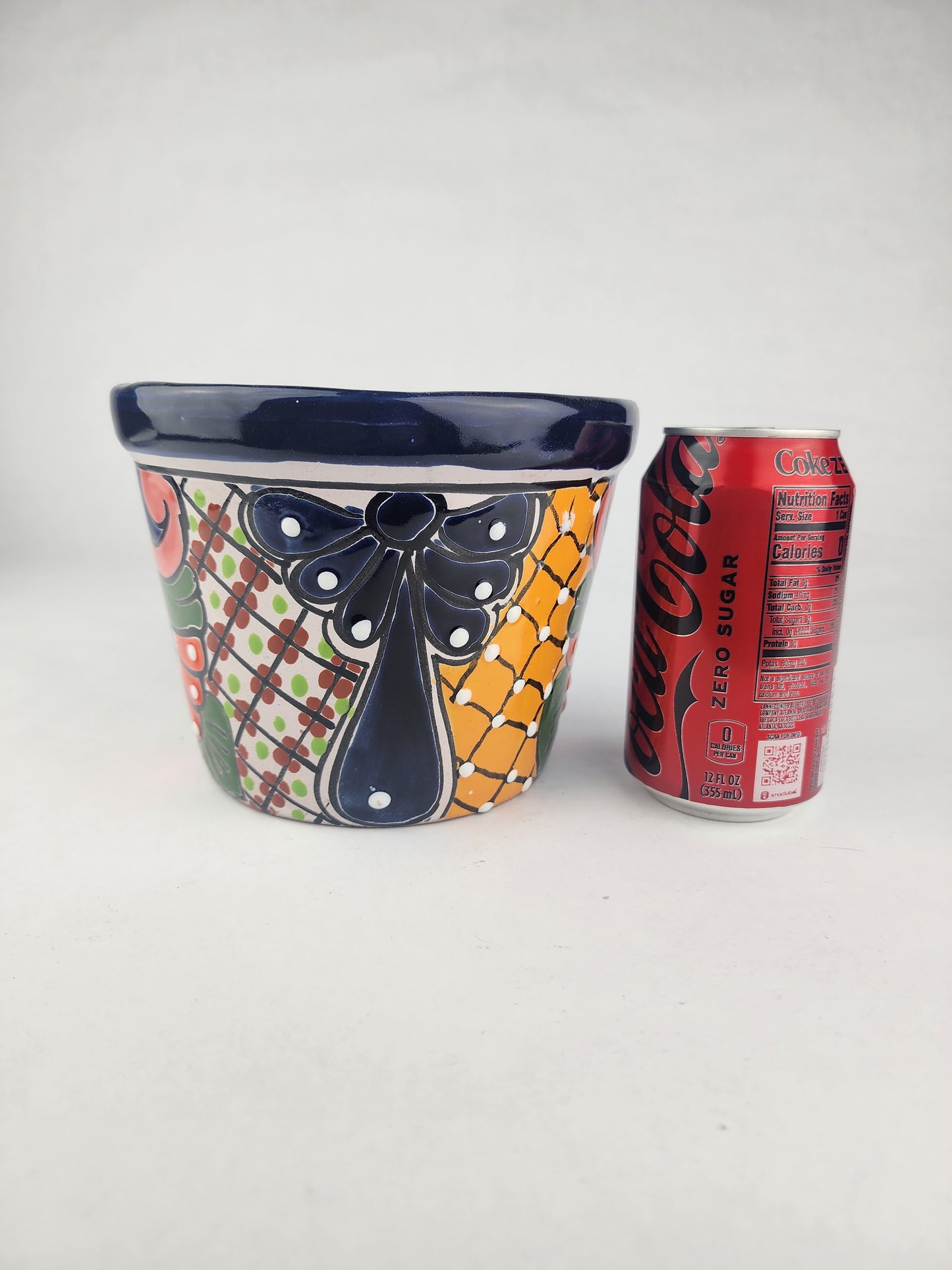 Blue Rim Talavera Ceramic Planter 7" | Indoor & Patio Décor