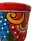 Small Talavera Ceramic Planter – Red Rim with Colorful Hand-Painted Pattern