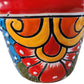 Small Talavera Ceramic Planter – Red Rim with Colorful Hand-Painted Pattern