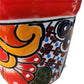 Small Talavera Ceramic Planter – Red Rim with Colorful Hand-Painted Pattern
