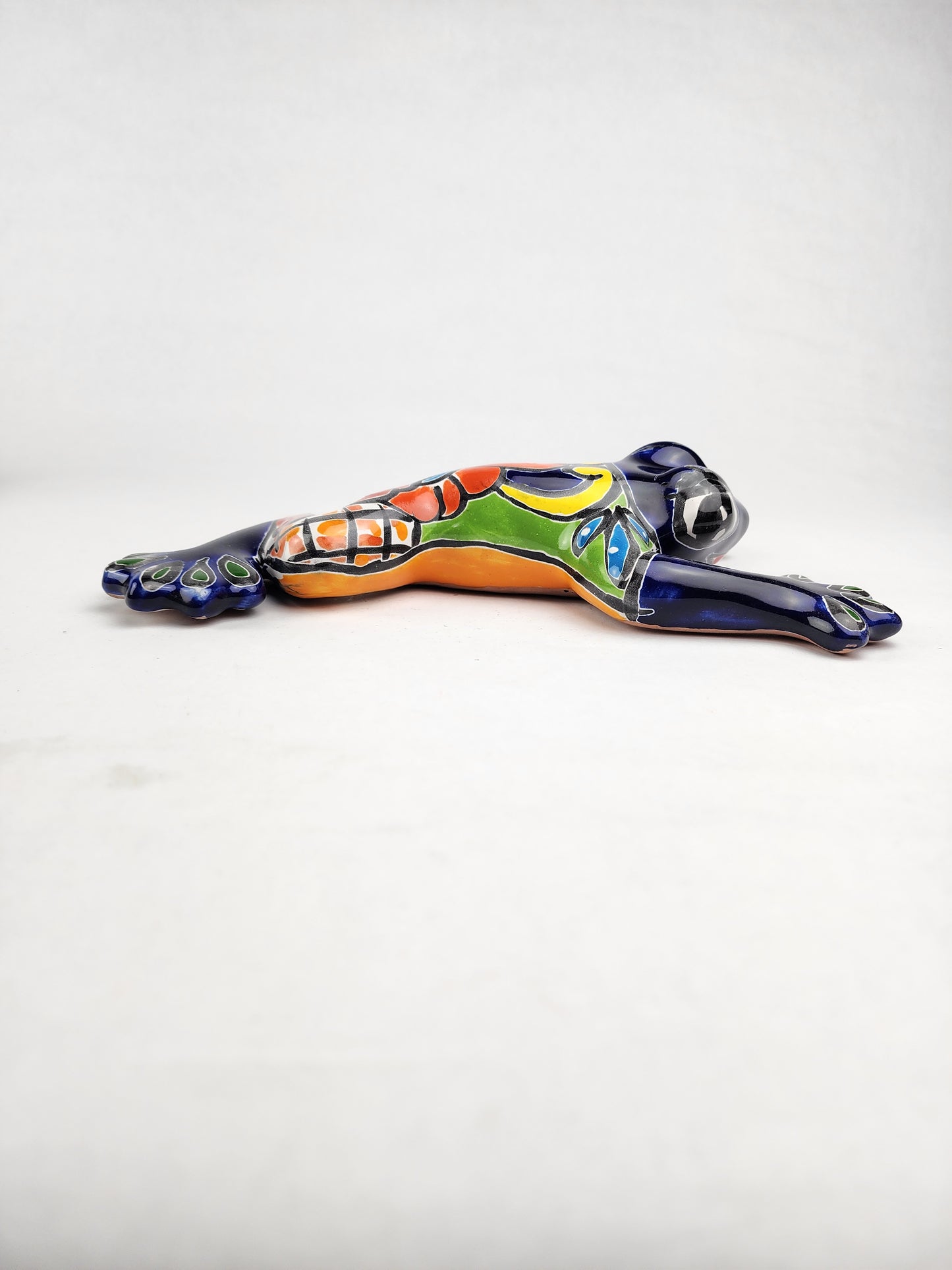 Blue Talavera-Style Frog – Handcrafted Mexican Folk Art Décor