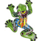 Colorful ceramic frog on a white background