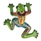 Green ceramic frog with colorful patterns