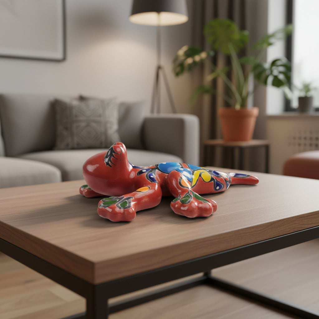 Colorful ceramic lizard figurine 