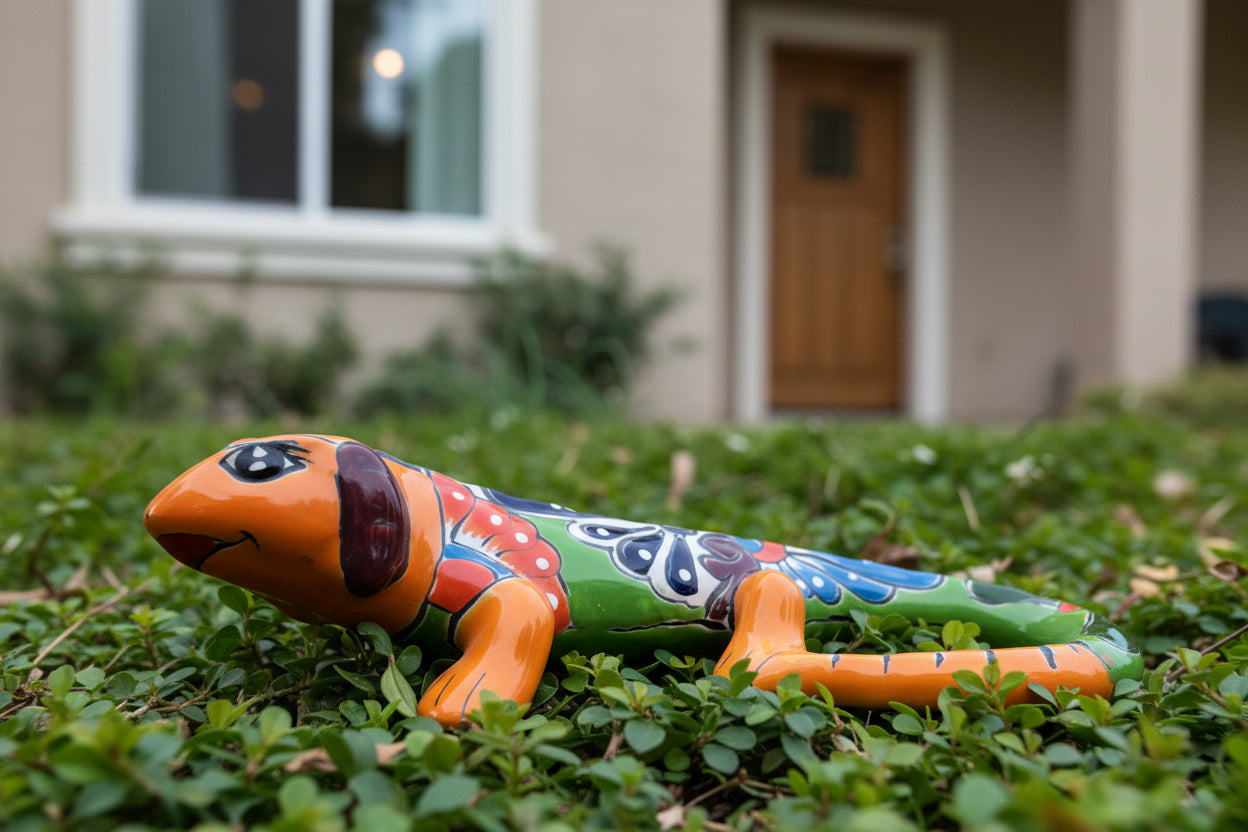 Colorful ceramic iguana