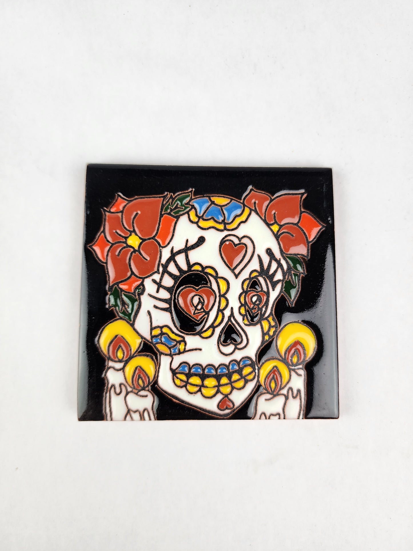 Mexican Skull Tile – Talavera Folk Art Ceramic Decor