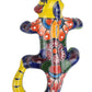 Colorful ceramic lizard on a white background