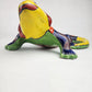 Talavera-Style Ceramic Iguana Wall Décor | Yellow & Cobalt-Blue Mexican Folk Art