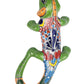 Colorful ceramic lizard on a white background