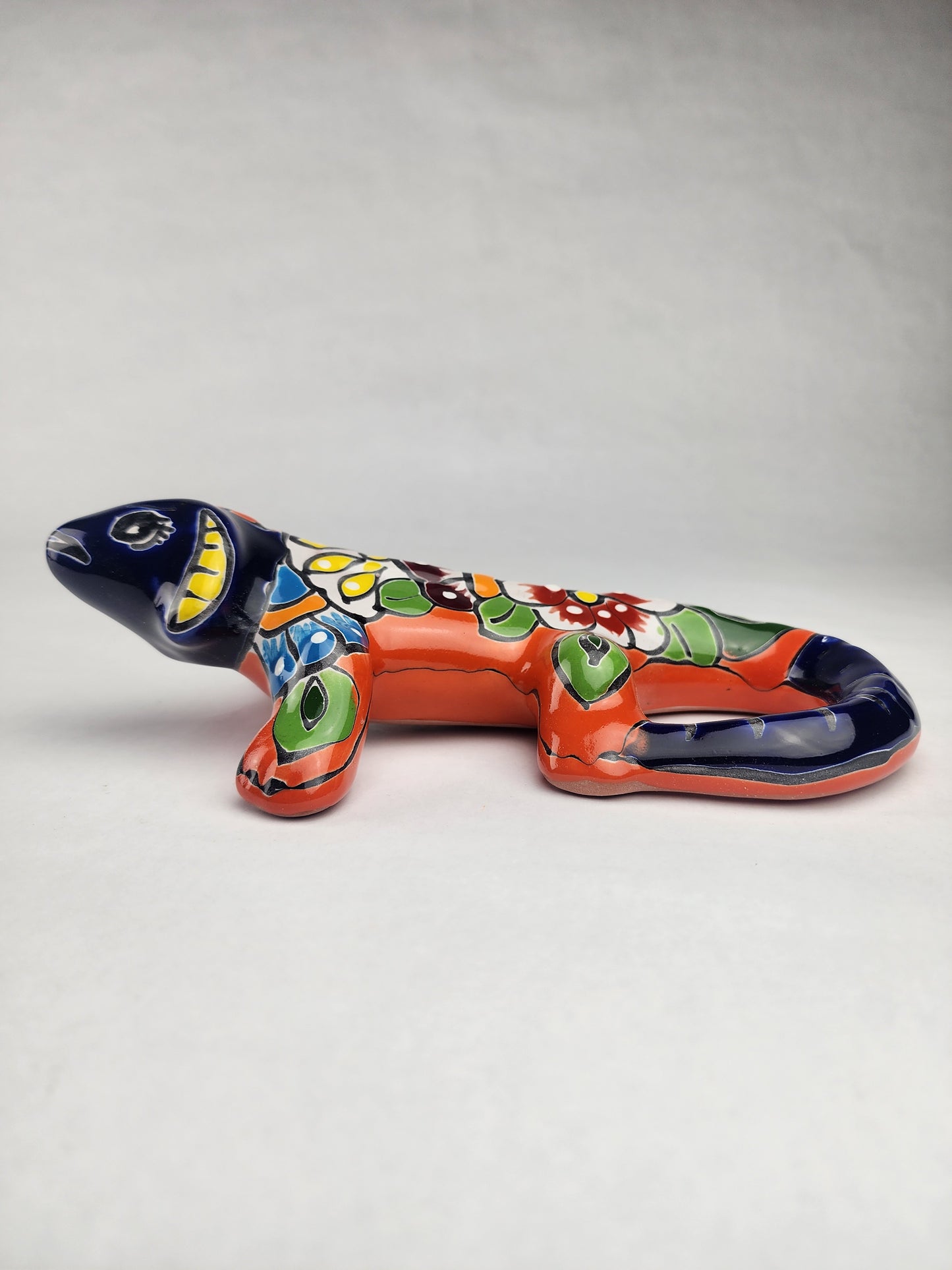 Orange Talavera Iguana – Handcrafted Mexican Wall Decor