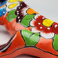 Orange Talavera Iguana – Mexican Hand-Painted Garden Accent