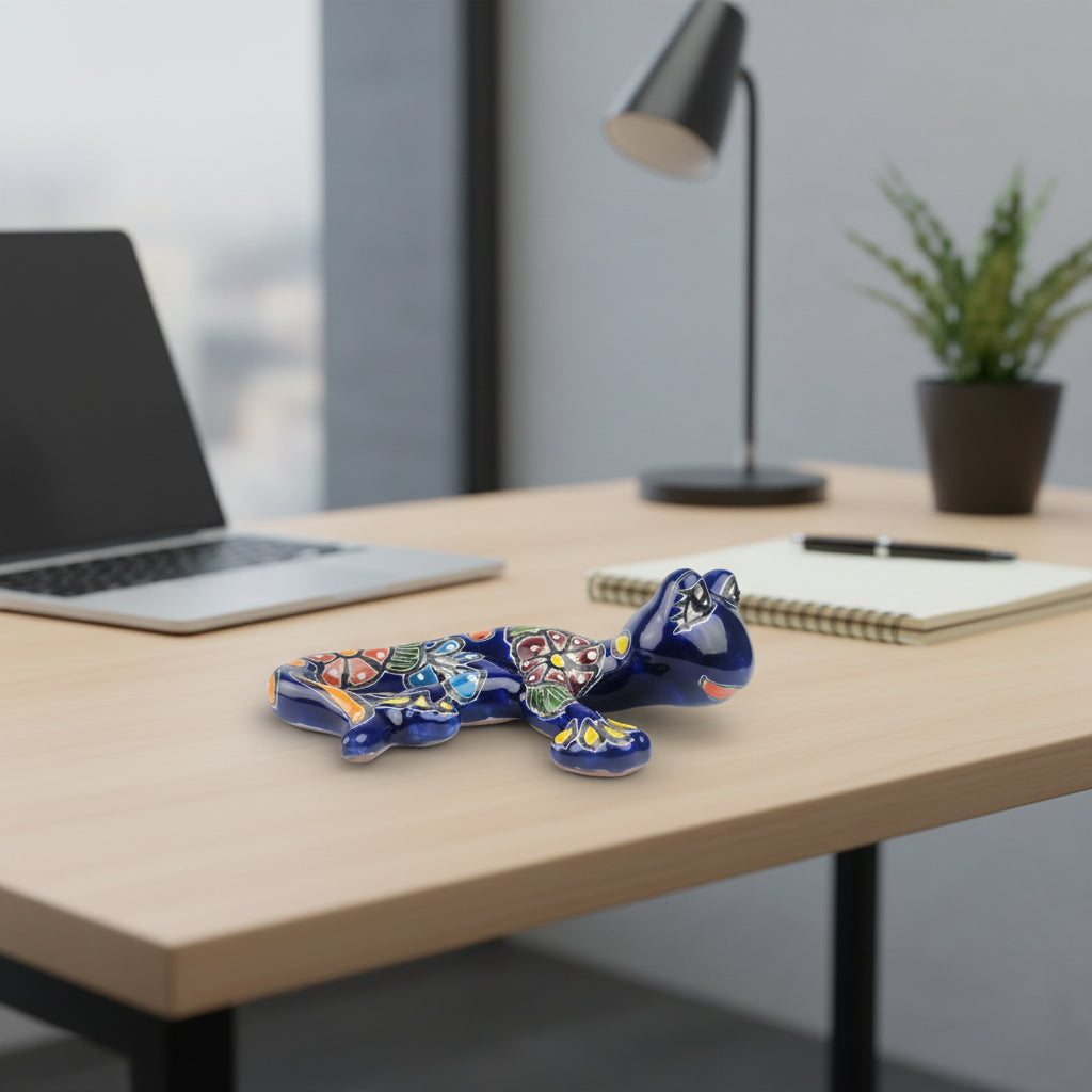 Decorative ceramic salamander with floral patterns