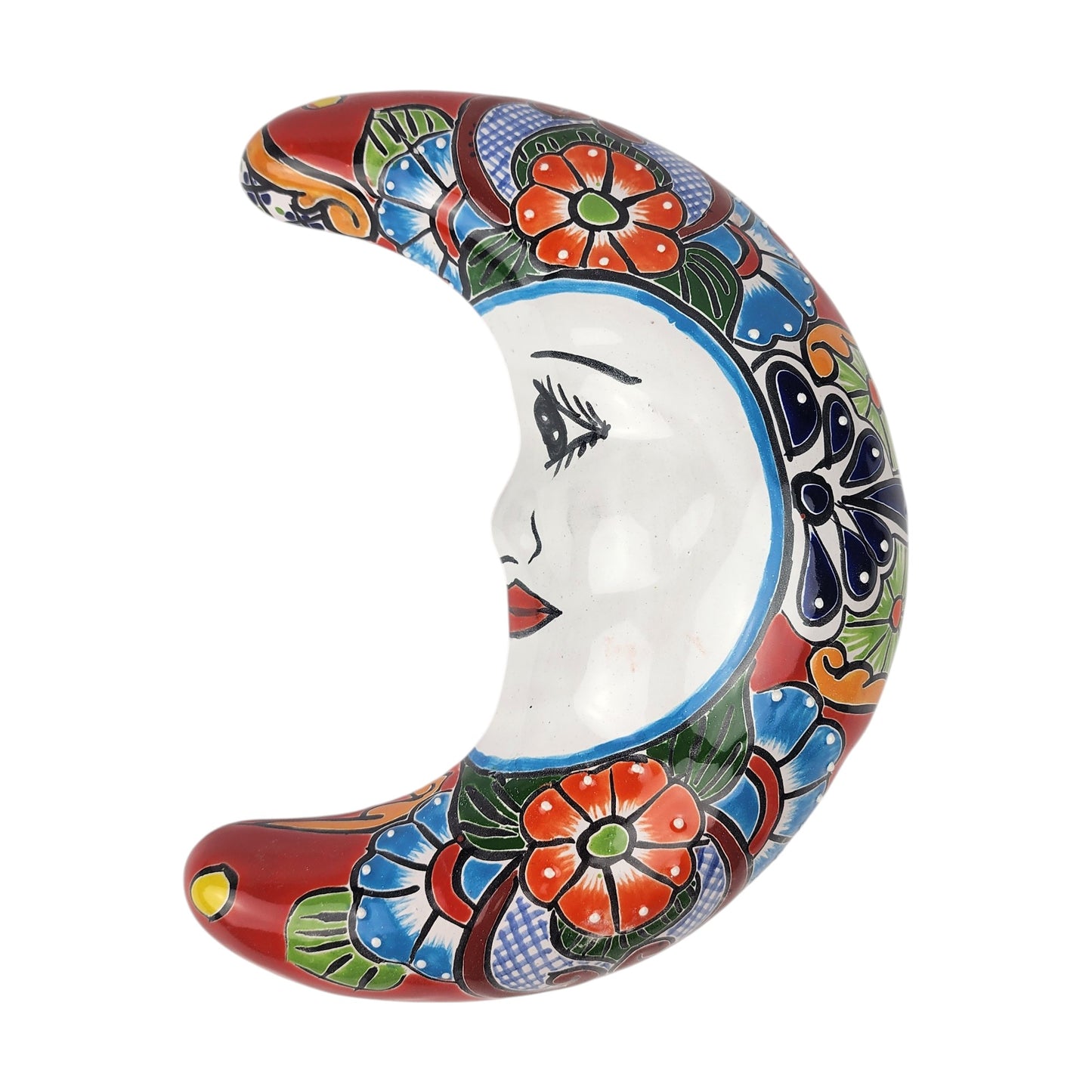 Red Talavera Moon Wall Décor – Mexican Folk Art Accent