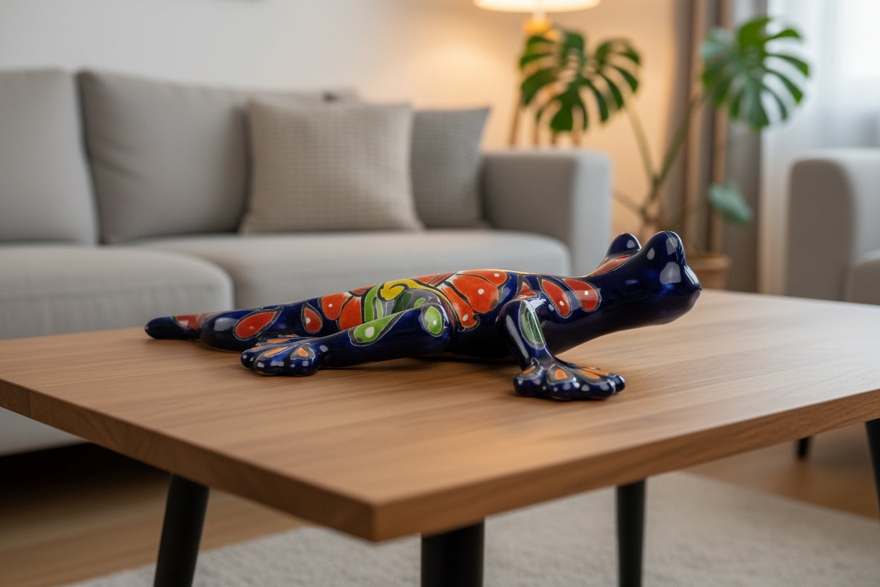Decorative salamander with colorful patterns