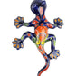 Blue salamander lizard on a white wall