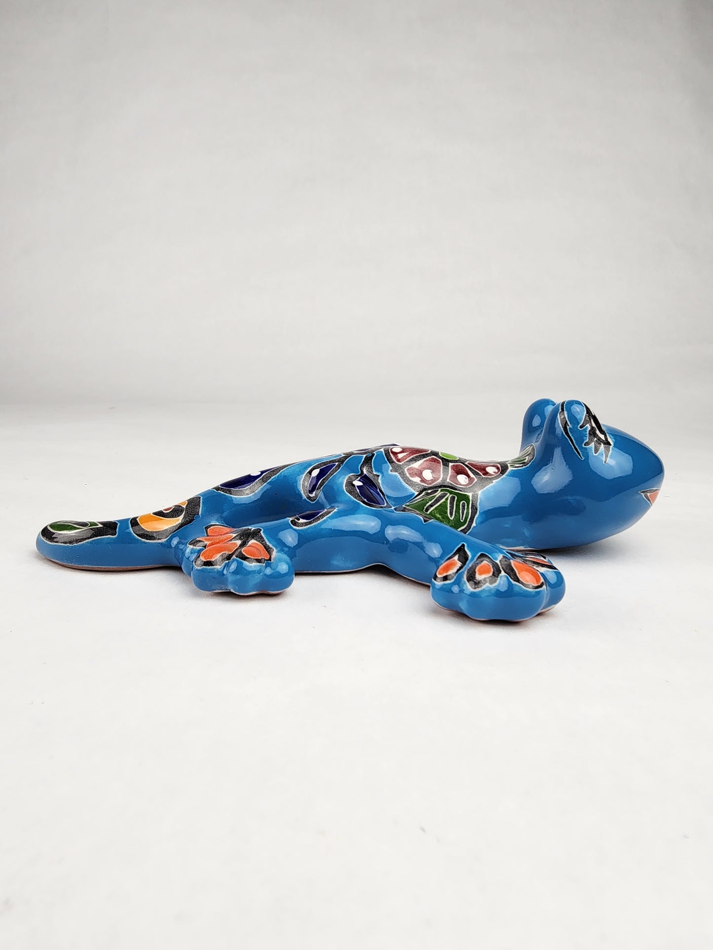 Sky Blue Talavera Salamander – Handcrafted Folk Art Lizard