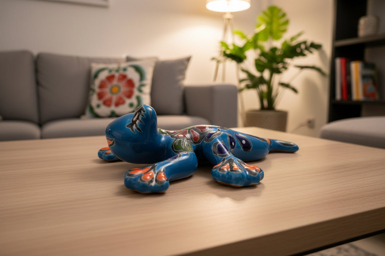 Decorative salamander with colorful patterns