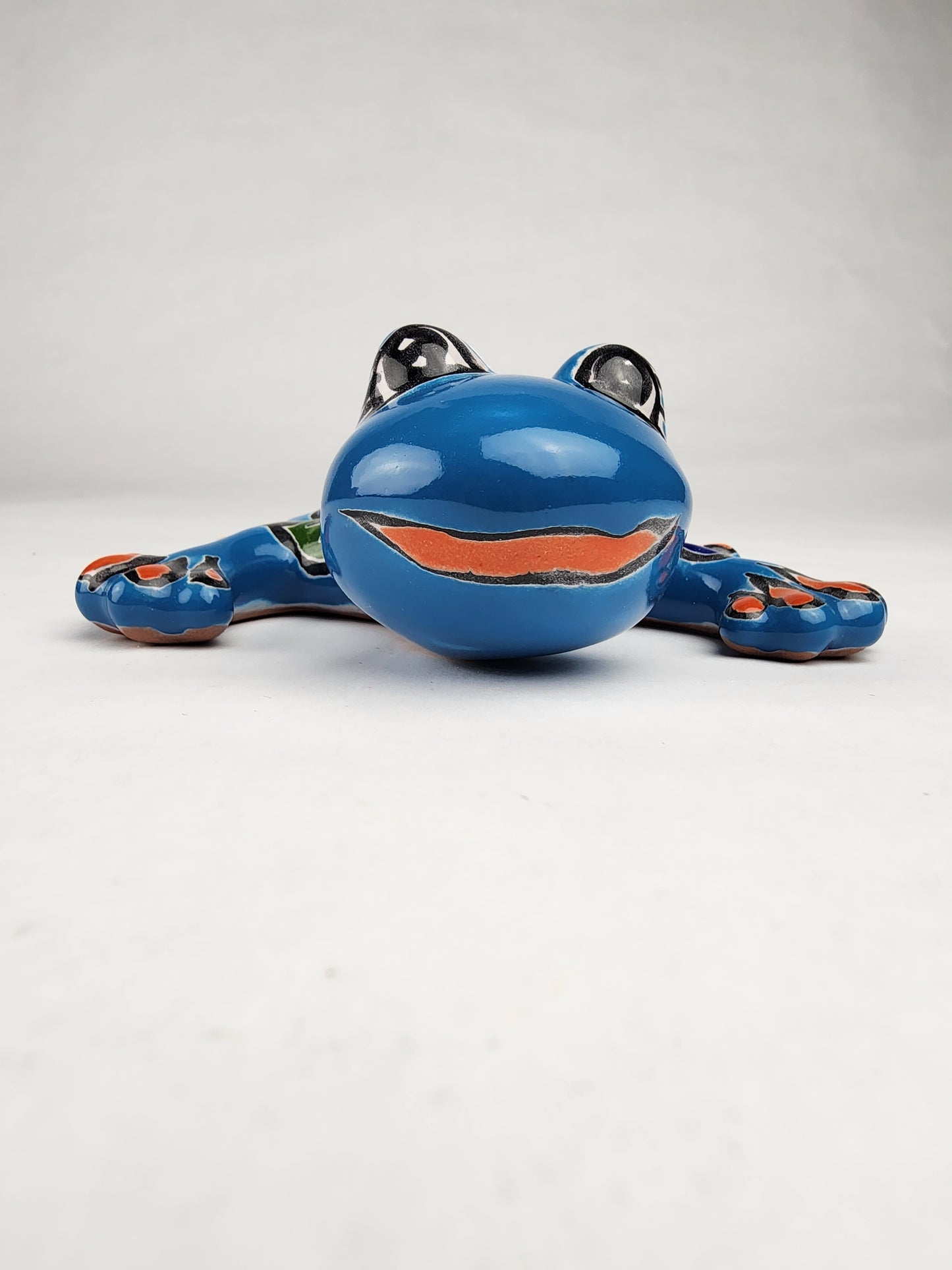 Sky Blue Talavera-Style Turtle & Salamander – Handcrafted Mexican Folk Art