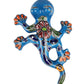 Decorative blue lizard figurine with colorful patterns on a white background
