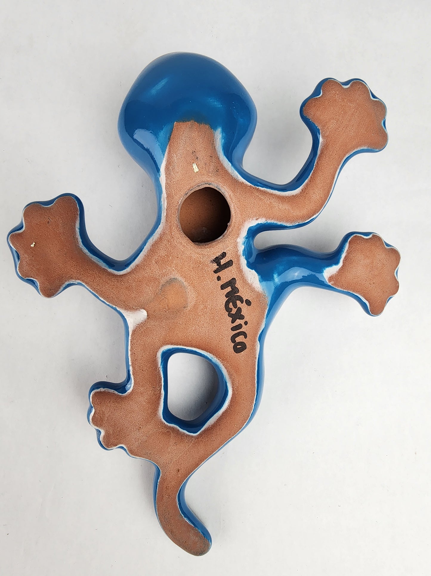 Sky Blue Talavera-Style Turtle & Salamander – Handcrafted Mexican Folk Art