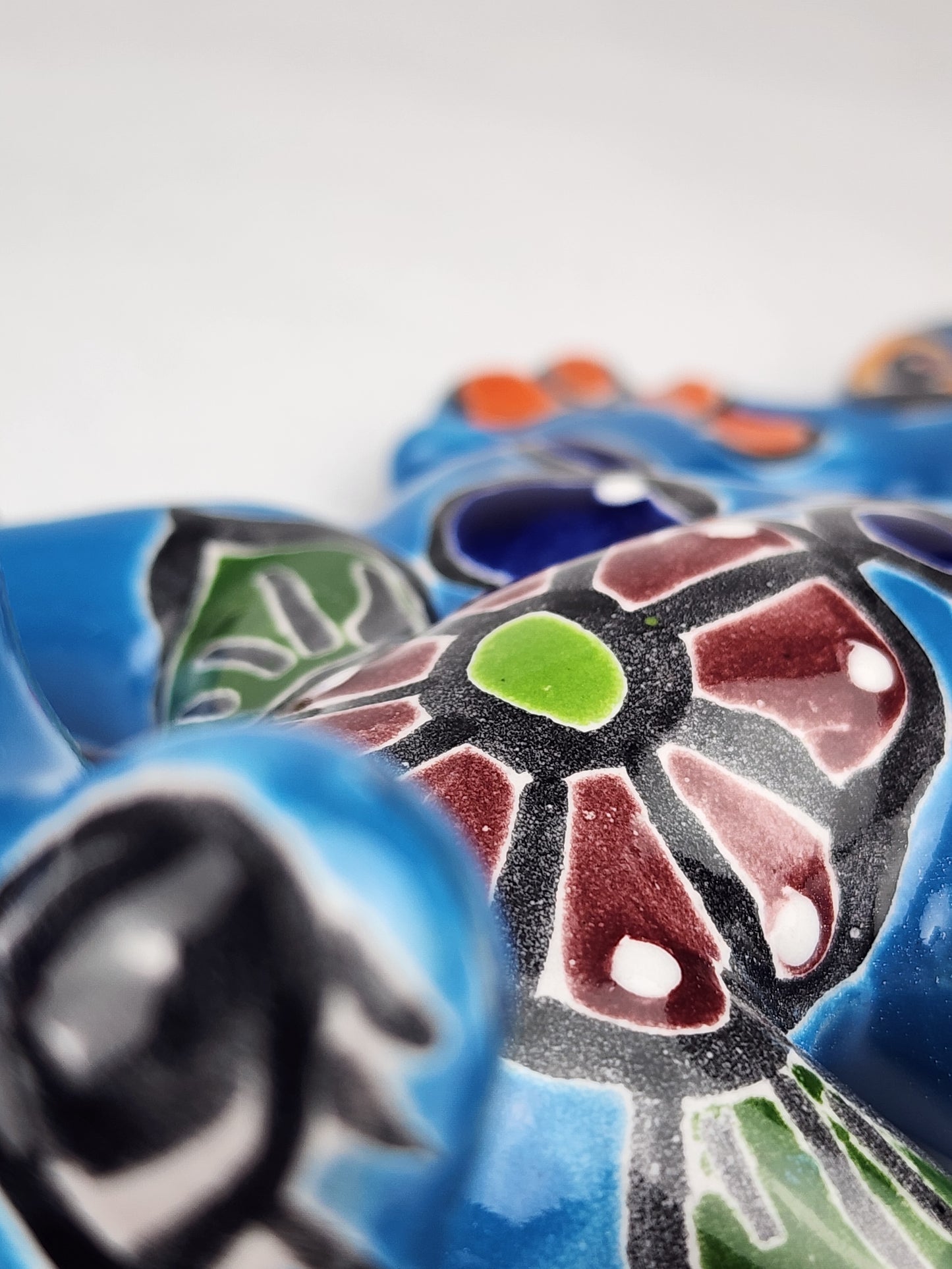 Sky Blue Talavera-Style Turtle & Salamander – Handcrafted Mexican Folk Art