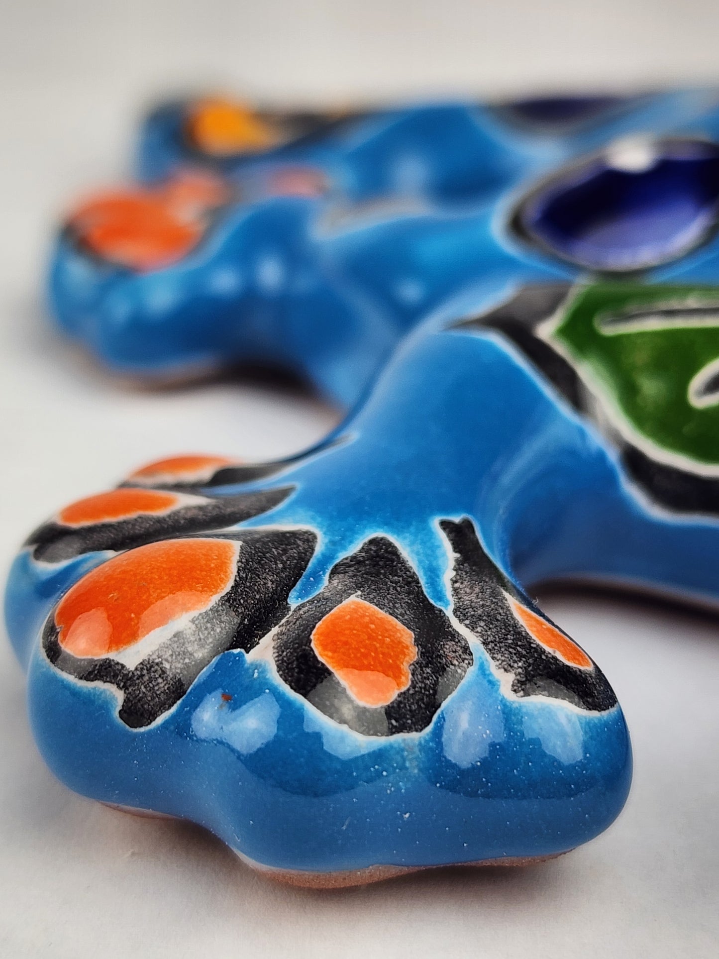 Sky Blue Talavera Salamander – Handcrafted Folk Art Lizard