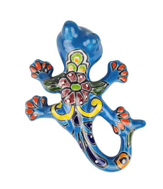 Sky blue talavera salamander on a white background