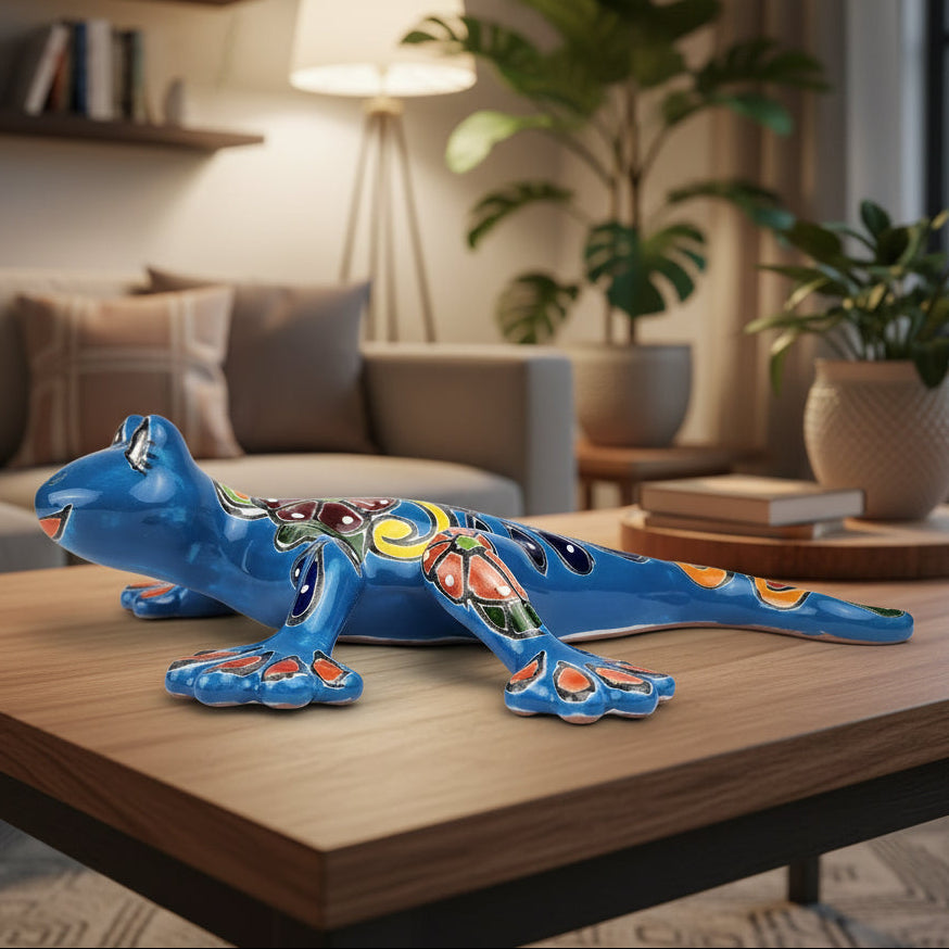 Shop handcrafted Talavera ceramic salamander figurines collection.