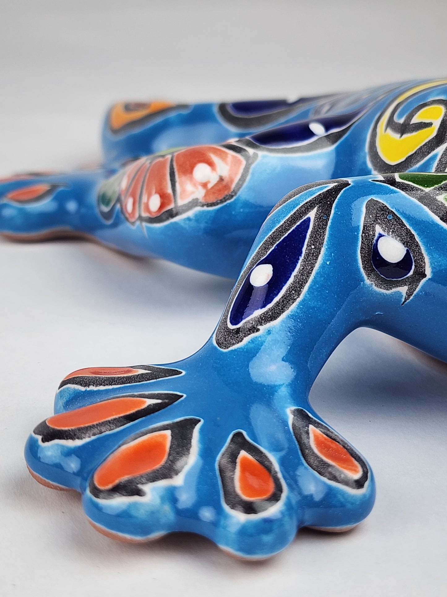 Handcrafted Sky Blue Talavera Salamander – Mexican Folk Art Gift