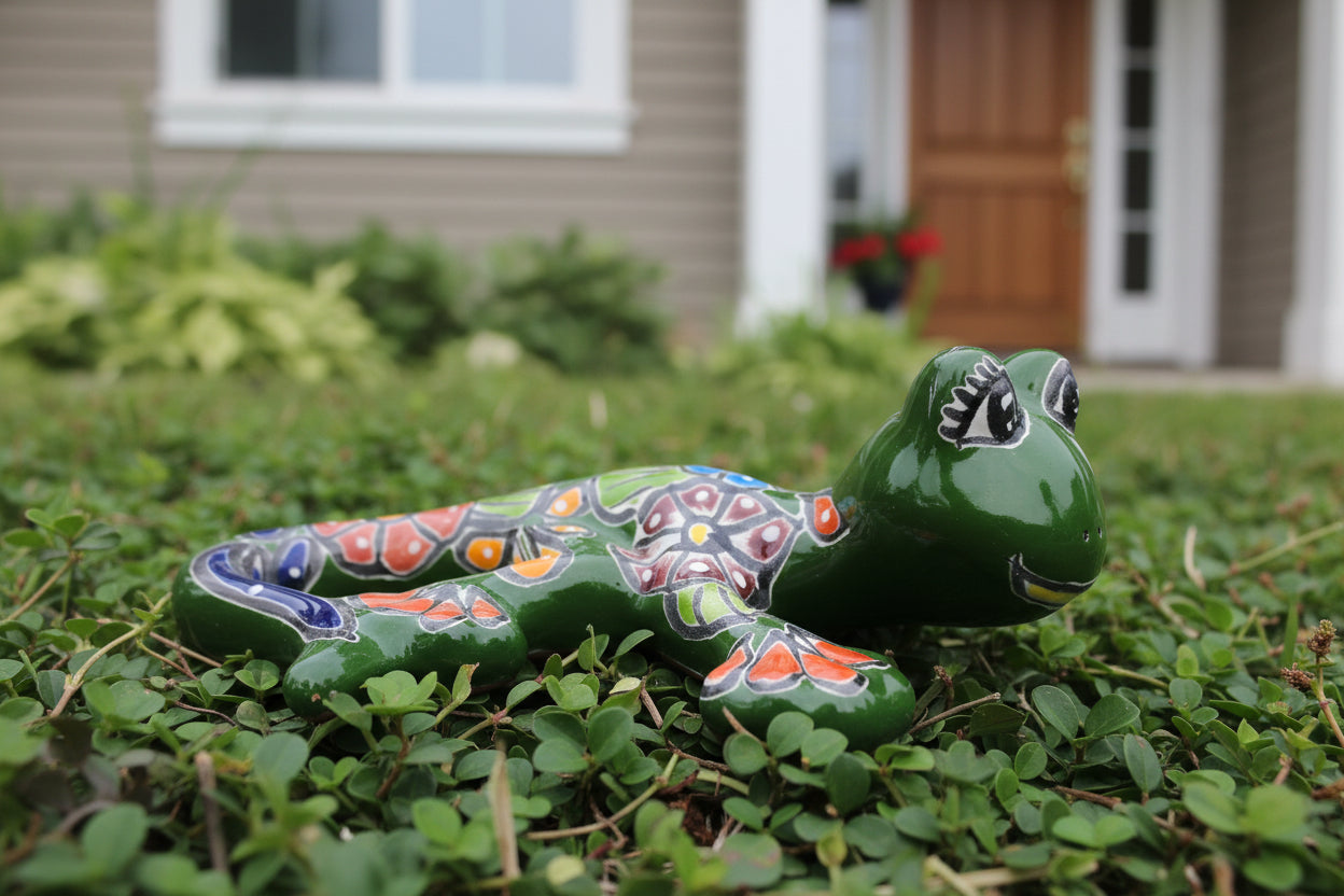 Decorative salamander with colorful patterns