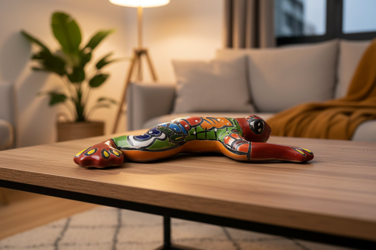 Colorful talavera style frog