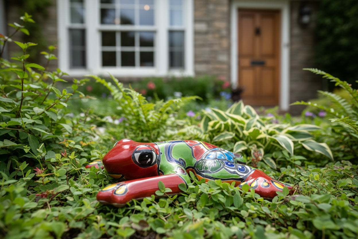 Colorful ceramic frog