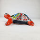 Talavera-Style Ceramic Turtle Figurine | Red-Orange & Multicolor Mexican Folk Art