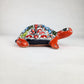 Talavera-Style Ceramic Turtle Figurine | Red-Orange & Multicolor Mexican Folk Art
